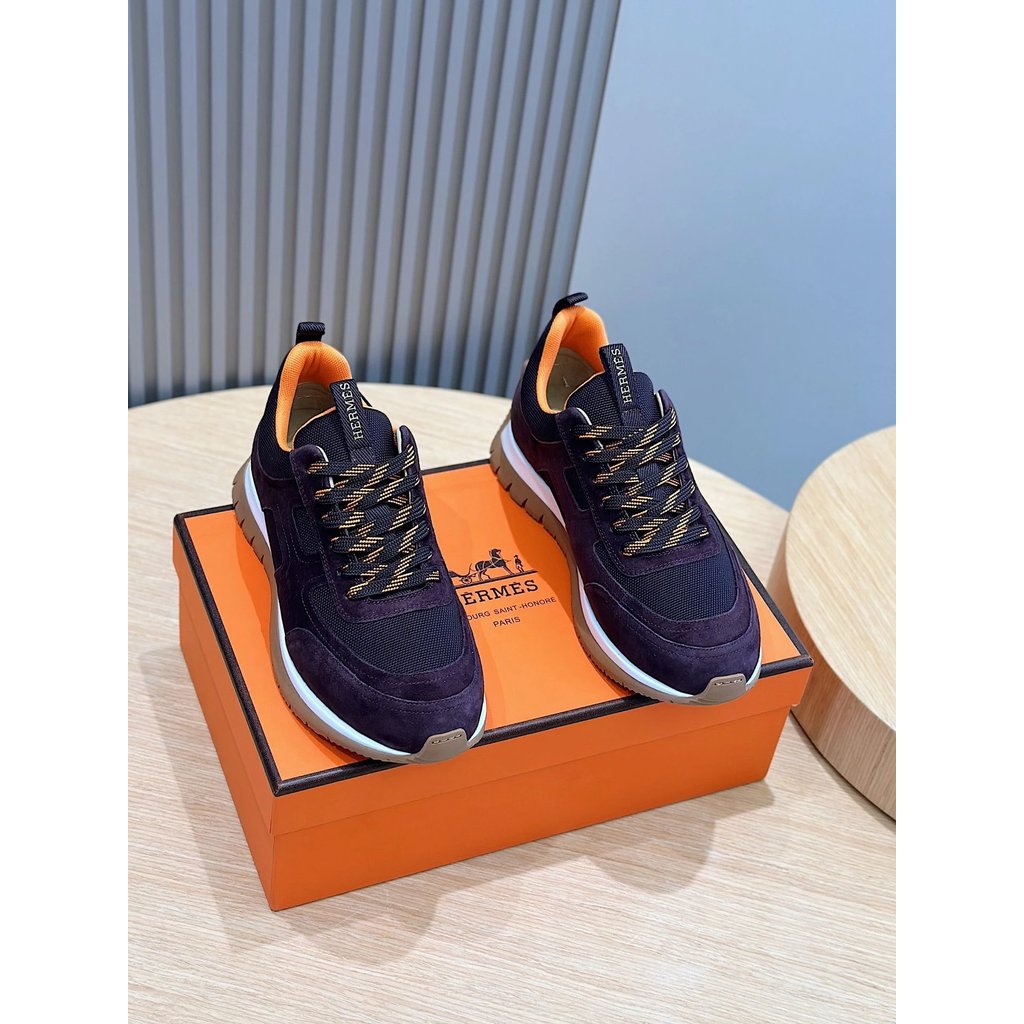 Hermes สินค้าใหม่รองเท้าผ้าใบลําลองผู้ชายคุณภาพสูงระบายอากาศได้