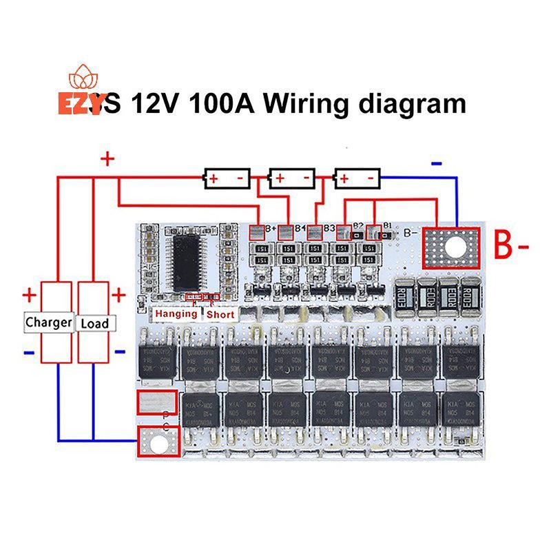 EZY 3s/4s/5s Bms 12v 16.8v 21v 3.7v 100a Li-ion Lmo Ternary Protection Circuit Board Li-polymer Balance ชาร์จใหม่