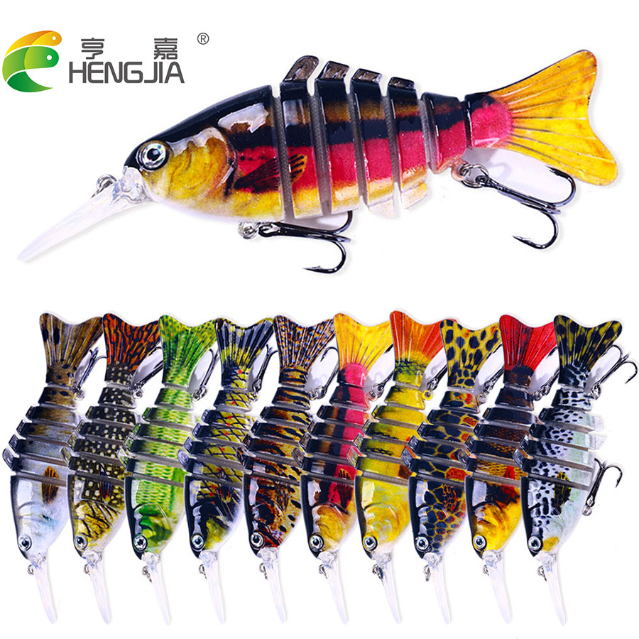HENGJIA Swimbaits 120 มม. 16G 7 ส่วน Multi-Jointed ลิ้นยาว ใช้งานได้ทั้งตกปลาน้ำลึกและดำน้ำ