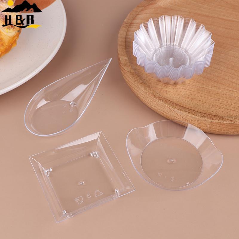 H&B 10 ชิ้นโปร่งใส Mini อาหารเรียกน้ําย่อยแผ่นไอศกรีมถ้วยผลไม้พลาสติกขนมเค้กเยลลี่โยเกิร์ตมูสภาชนะขน