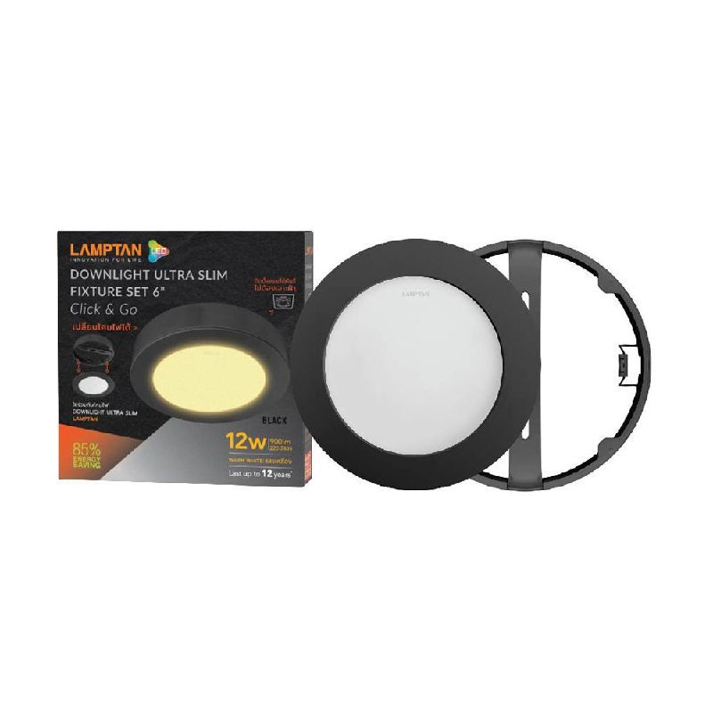 LAMPTAN LED DOWNLIGHT CLICK & GO BLACK 12W WW
