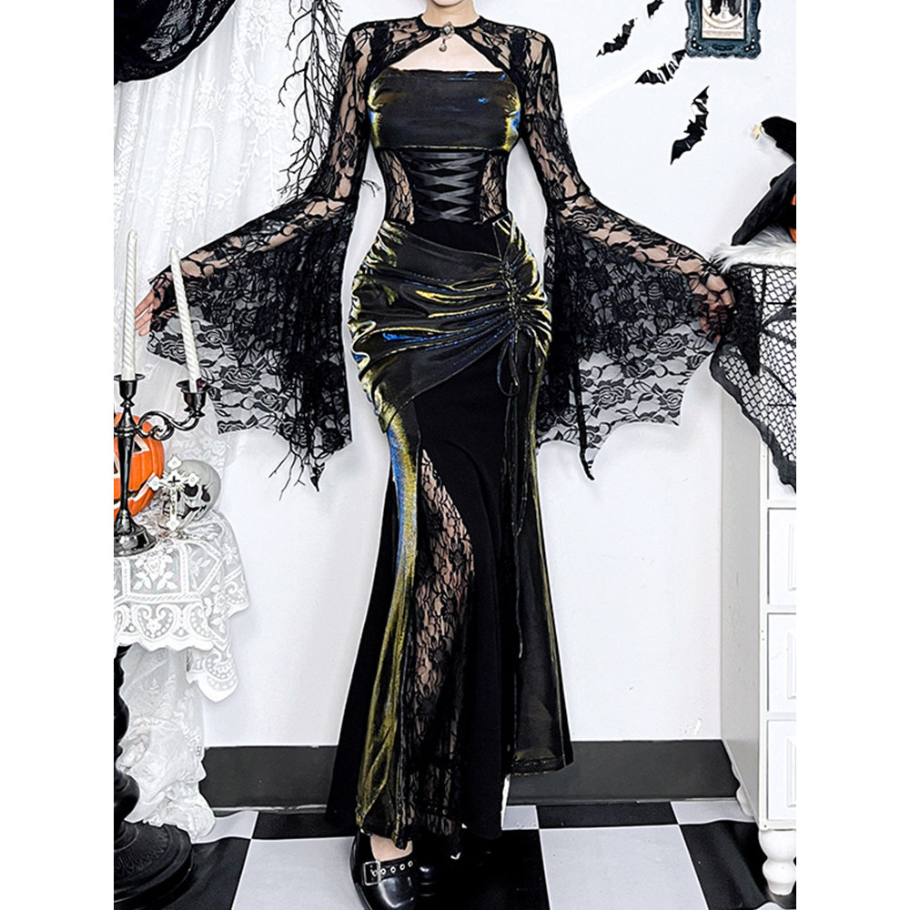 Cos Witch Gothic Shiny Lace ชุดฮาโลวีน