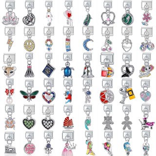 สร้อยข้อมือแบบโมดูลาร์สไตล์อิตาลี พร้อมพวงแก้วสเตนเลสดีไซน์เ…