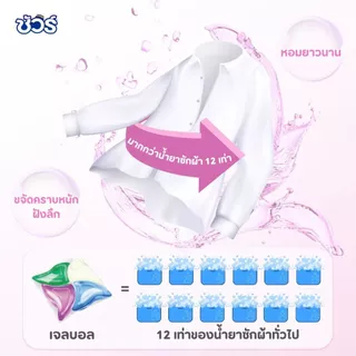 SURE 4in1 เจลบอลซักผ้า ชัวร์ 8X ขจัดคราบฝังแน่น➕น้ำยาซักผ้➕ปรับผ้านุ่ม➕​​น้ำยาฆ่าเชื้อ​➕​​สารป้องกันสีซีดจาง​(30ลูก)