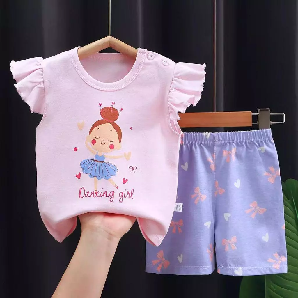 MooDeng Baby ชุดเซต เด็กผู้หญิง เสือแขนระบาย+กางเกงขาสัน 5เดือน-4ปี ใส่สบาย Size73-110 thumbnail 7