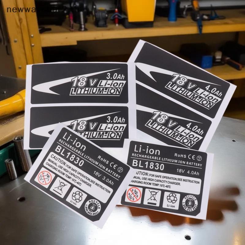 # waveba # 10 ชิ้น/เซ็ตสําหรับ 18V 3Ah 4Ah 5Ah 6Ah 9Ah BL1830 Li-Ion Battery Label Stiers 18V แบตเตอ