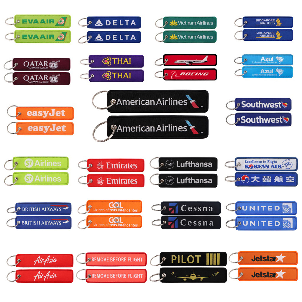 Airlines Embroidery Key Fobs Flight Crew Pilot Aviation Key Tags Keychain For Motorcycles Cars Key R