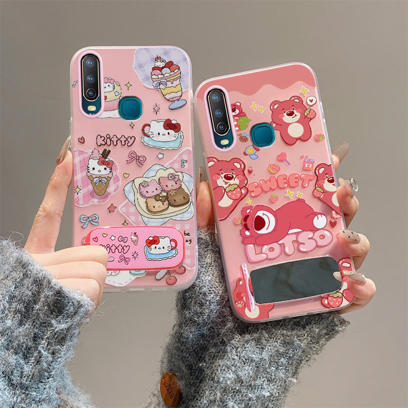 Vivo y11 case vivo y12 y15 y17 u10 case วงเล็บกระจก เคสโทรศัพท์เยลลี่