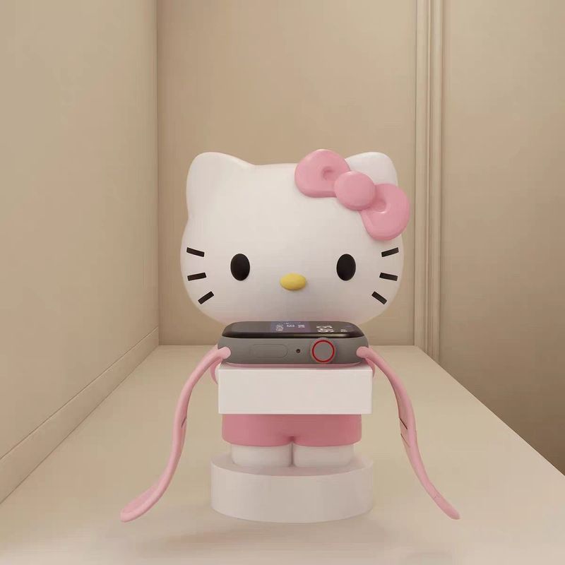 HelloKitty Cat เหมาะสําหรับ Apple Watch Huawei Watch แท่นชาร์จฐานตกแต่งเครื่องประดับวันเกิด