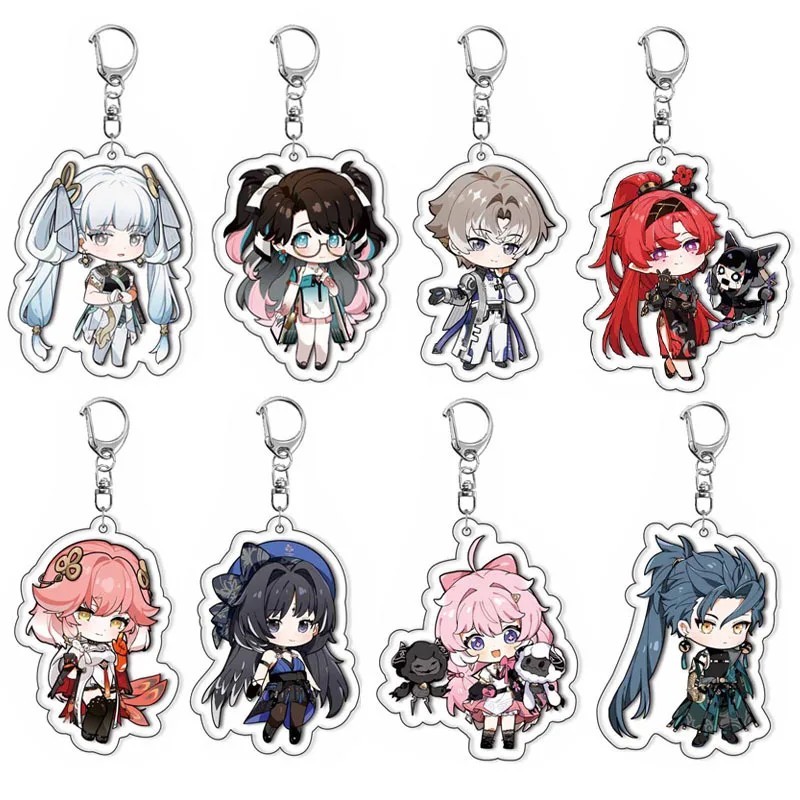 Wuthering Waves พวงกุญแจอะคริลิค chibi เกมตัวละคร WuWa Rover Yinlin Jiyan ตกแต่งรุ่นอะนิเมะอุปกรณ์เส