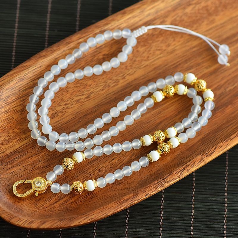 พระไทย Amulet Chain สีขาวธรรมชาติ Agate Buddh สร้อยคอธรรมชาติสีขาวคริสตัลสร้อยคอ TXT031801
