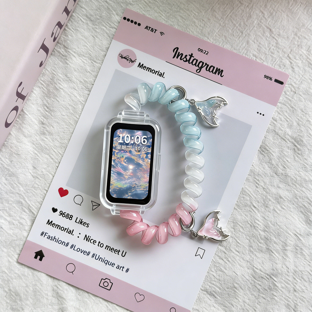 สายรัดผมสุดน่ารักสำหรับฤดูร้อน สำหรับ Xiaomi Smart Band 9 Active / 8 Active สายรัดข้อมือสำรองสำหรับผู้หญิง สมาร์ทวอทช์สำหรับ Redmi band 3 2