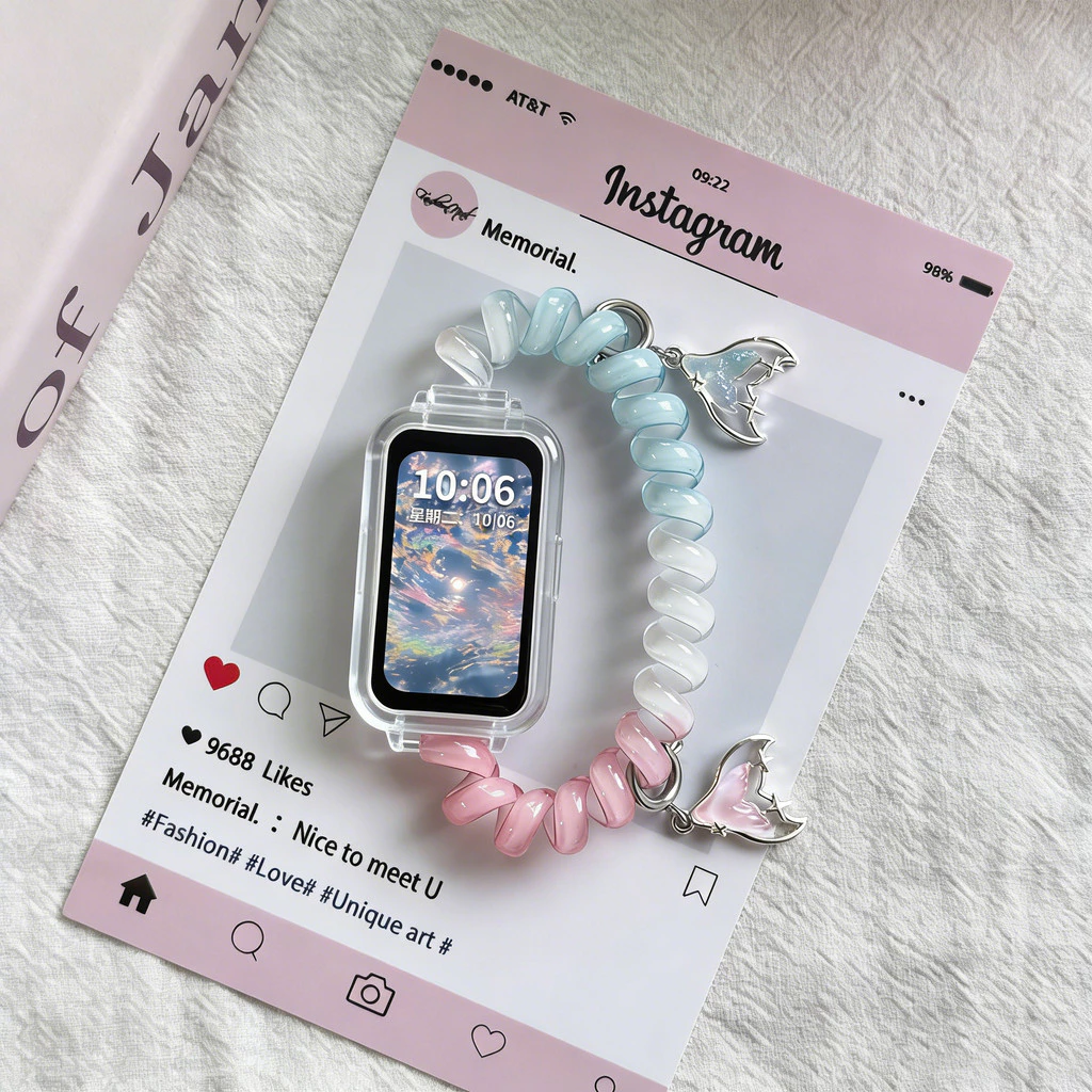 สายรัดผมสุดน่ารักสำหรับฤดูร้อน สำหรับ Xiaomi Smart Band 9 Active / 8 Active สายรัดข้อมือสำรองสำหรับผู้หญิง สมาร์ทวอทช์ Redmi band 3 2