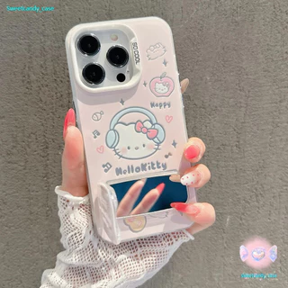 CODที่ไทย เคสสำหรับไอโฟน13 ลายแมวหมา ฟังเพลง เคสแข็งขาตั้งกระจก For IPhone17 16 13 12 11Pro MAX 14 15 XR XS 7/8 Plus SE2