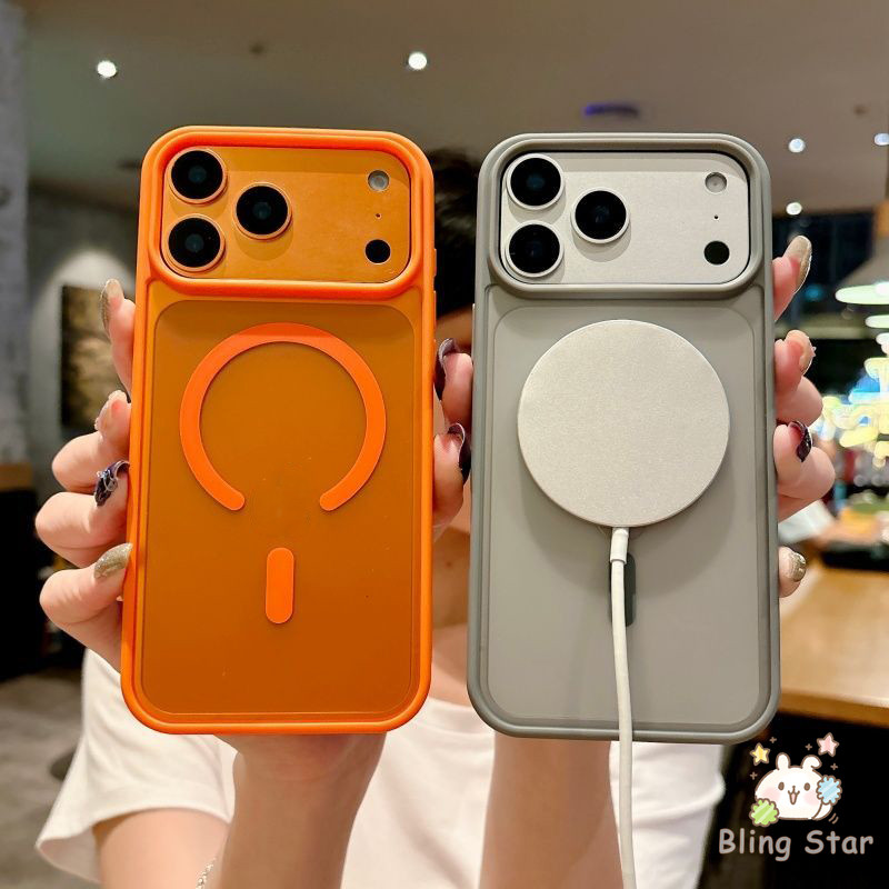 สำหรับiPhone 17 12 15 11 16 13 14 Pro Max XR 16 14 Pro 15 7 16 8 14 Plus X XS SE เคสคู่แม่เหล็กสีตกแต่งป้องกันสงกรานต์