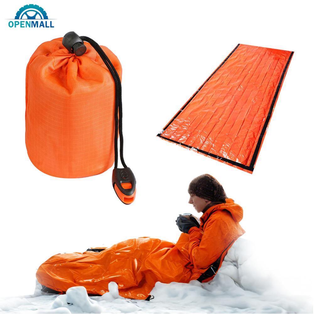 OPENMALL กลางแจ้ง PE อลูมิเนียมฟอยล์ถุงนอนฉุกเฉินความร้อนผ้าห่มกันน้ํา Camping เดินป่าปีนเขาเต็นท์ฉุ