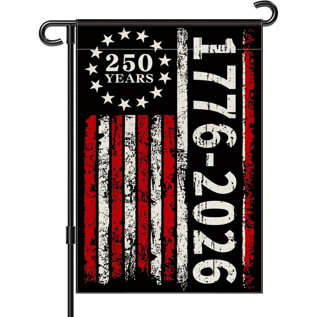 250 ครบรอบ USA Garden Flag, 250th Anniversary Flag America 1776-2026 แบนเนอร์รักชาติที่ระลึก 250 ปี 
