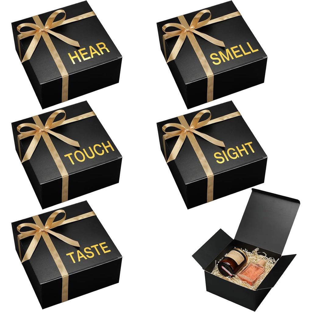 Kolldenn 5 Senses กล่องของขวัญสําหรับเขาของเธอห้าความรู้สึกกล่องของขวัญสี่เหลี่ยมพร้อมริบบิ้นกล่องกร