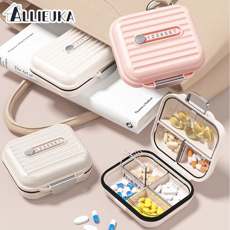 Allieuka ตลับยา กล่องยา ตลับใส่ยา ตลับยาพกพากันน้ำและกันความชื้น กล่องเก็บยา 7ช่อง ปิดผนึกอย่างดี