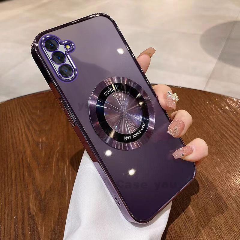 SAMSUNG ปลอกสําหรับSamsung A56 A16 A06 A36 A55 A35 A25 A15 LTE A05S Soft Caseใสกันกระแทกวงกลมแม่เหล็