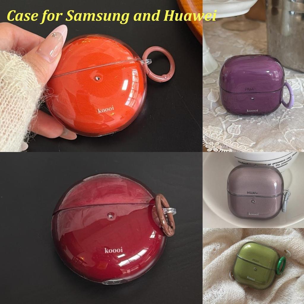 เคสสีโปร่งแสงเข้ากันได้กับ Samsung Galaxy Buds 3/3FE/Core/Buds 2/pro/FE/Live เคสหูฟังสําหรับ Huawei 