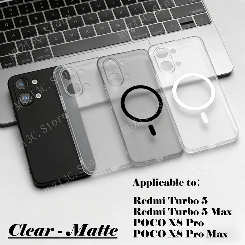 Matte โปร่งใสแม่เหล็กซิลิโคนนุ่มสําหรับ Xiaomi POCO X8 Pro X8 Pro Max Redmi Turbo 5 5 Max Ultra Thin