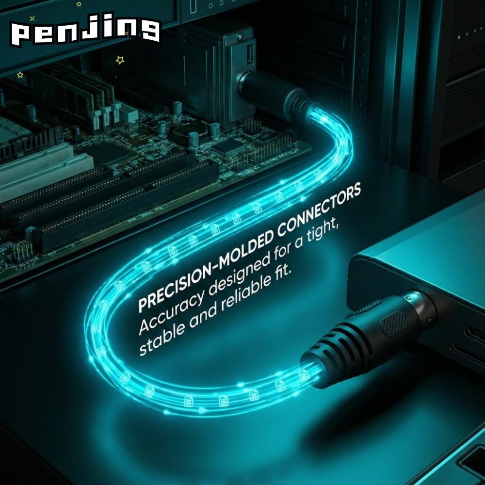 PENJING DIN 5 Pin Male to Mini DIN 6 Pin Female, Converter Cable Plug-and-Play Keyboard Mouse Conver