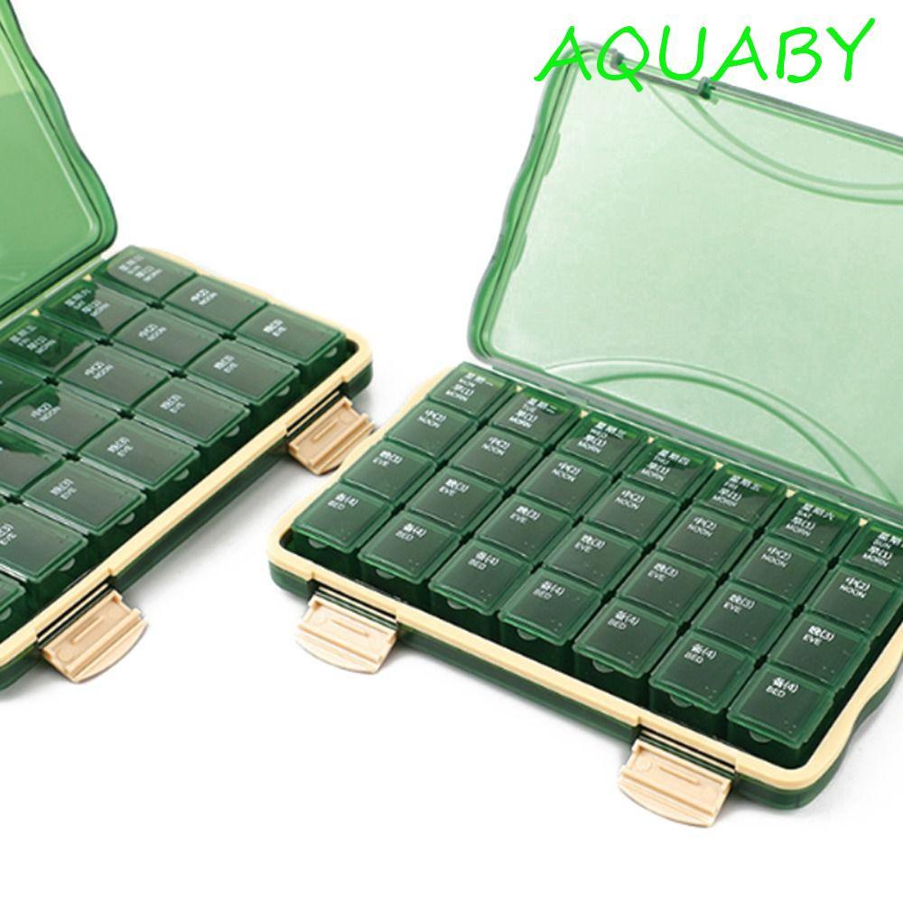 AQUABY กล่องยาแบบพกพา, กล่องเก็บความชื้น, ตลับยา, เครื่องจ่ายกันฝุ่น Divider ที่เก็บยาปิดผนึก Travel