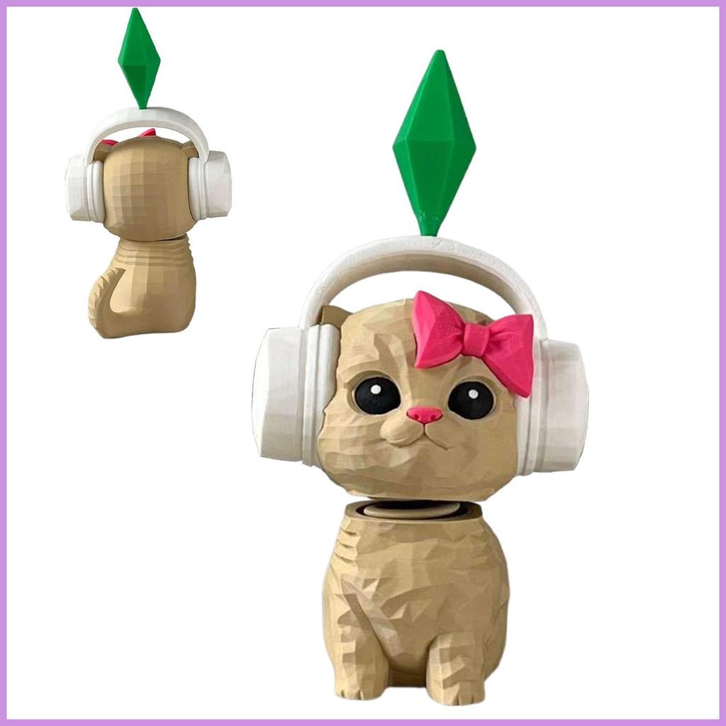 รถ Figurines 3D พิมพ์แมวเขย่าหัวเครื่องประดับรถลูกแมว Dashboard Wobble รูปสําหรับรถบรรทุกซีดาน SUV RV ardiuth the sims plumbob dancing cat