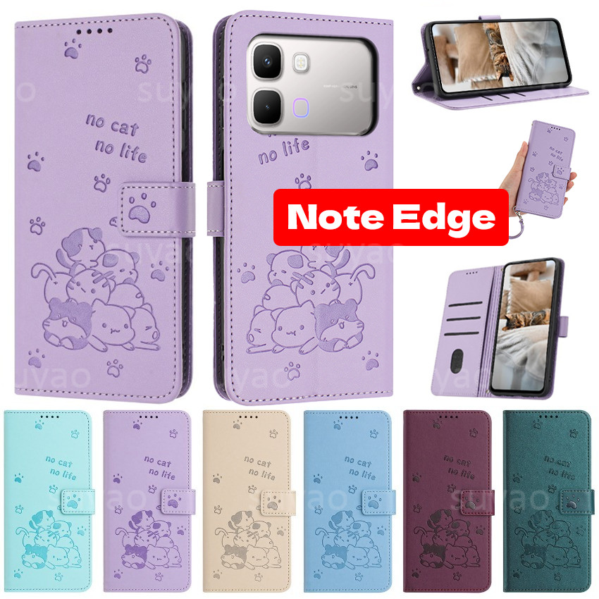 สําหรับ infinix Note Edge 5G 2026 เคสโทรศัพท์นูนพลิกกระเป๋าสตางค์หนังช่องใส่การ์ดปลอก NoteEdge infinixNoteEdge เชือกเส้นเล็กหรูหรากันกระแทกขาตั้งแม่เหล็กฝาหลัง