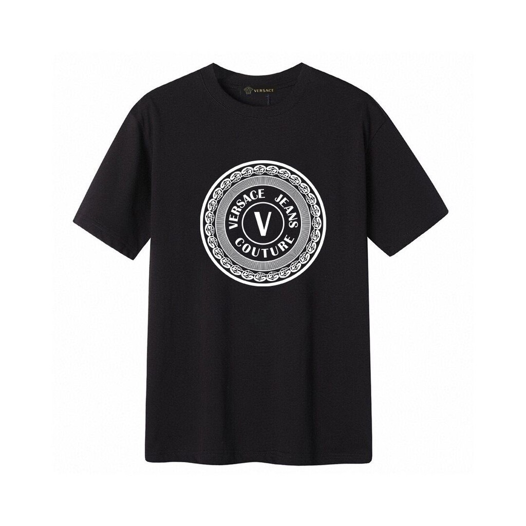 Versace เสื้อยืดสำหรับผู้ชายและผู้หญิง เสื้อคอลเล็กชันพรีเมียม