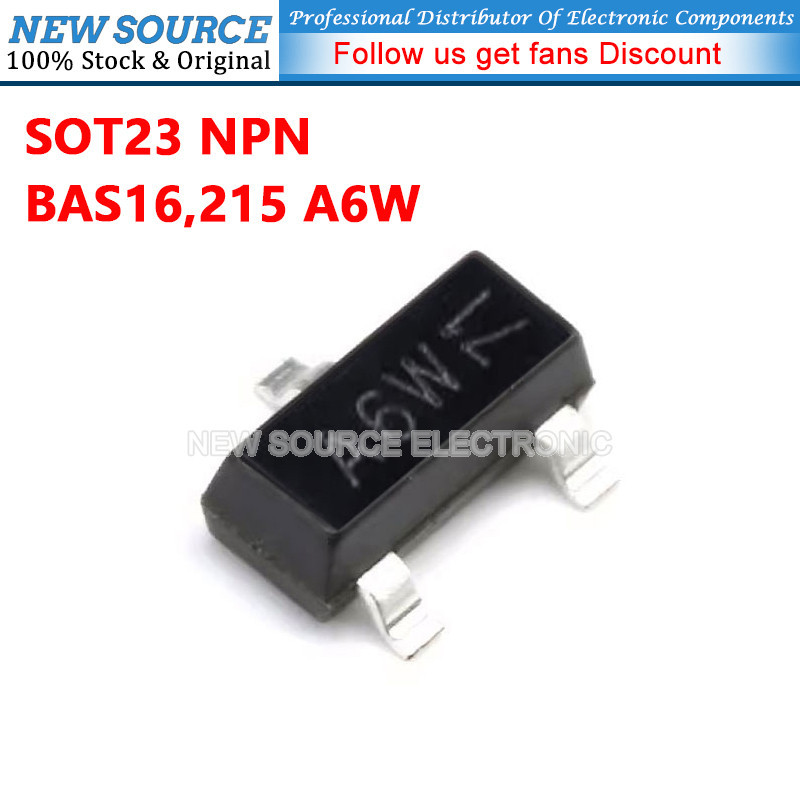 [20-100 ชิ้น] BAS16,215 A6W SOT23 NPN ทรานซิสเตอร์พลังงาน SMD ชิป Triode แหล่งใหม่