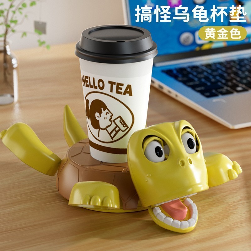 Creative Press Turtle Coaster Interactive Fidget ของเล่นแผ่นกันลื่นสําหรับแก้วกาแฟ
