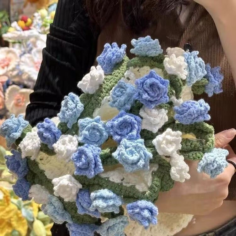 New Product#Handmade blanket bouquet of roses diy Material Pointed-corner rose blanket, yarn, lily o