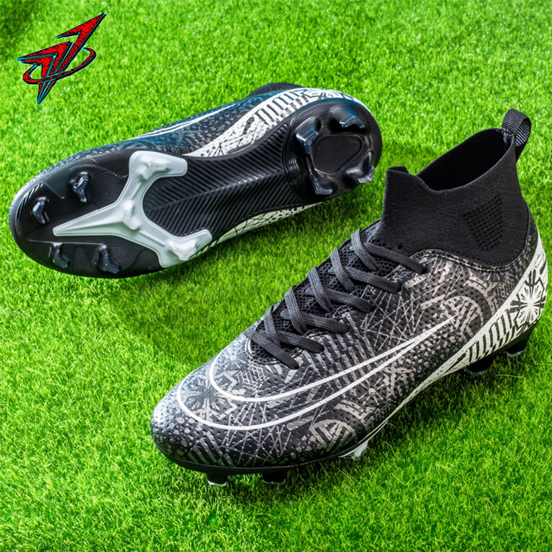Men high top soccer shoes long nails AG grass training competition soccer shoes professional sports 