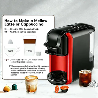 5 in 1 เครื่องชงกาแฟสดอัตโนมัติสําหรับ Nespresso & Dolce Gusto & K ถ้วยแคปซูลและกาแฟบดและESE Pod
