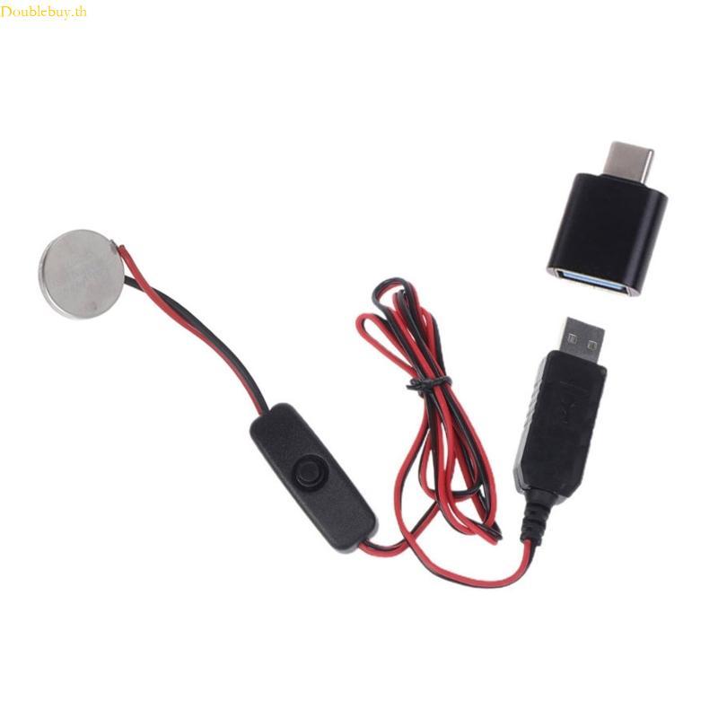 Doublebuy USB 5V2A อินพุตสายชาร์จสําหรับ CR2032 3V เอาต์พุตขับเคลื่อนอุปกรณ์แบบพกพาสายไฟพร้อมสวิตช์ 