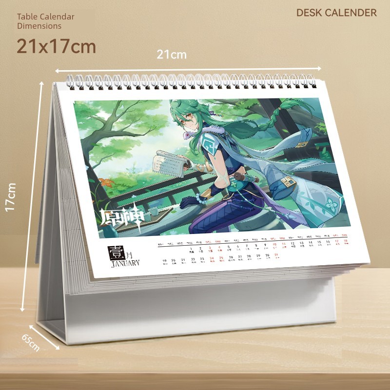 ปฏิทิน 2568 ปฏิทินจีน 2568 หยวนเซิน ไป๋ซู 2026 ปฏิทินตั้งโต๊ะใหม่คู่ปฏิทินประจําปีอะนิเมะอุปกรณ์ต่อพ