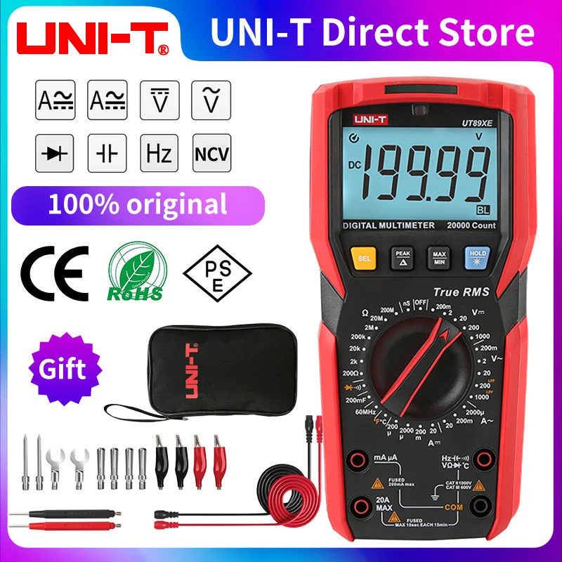 UNI-T UT89XD UT89X True RMS มัลติมิเตอร์ดิจิตอลเครื่องทดสอบไฟฟ้ามืออาชีพ NCV ไดโอดอุณหภูมิ Triode Ca