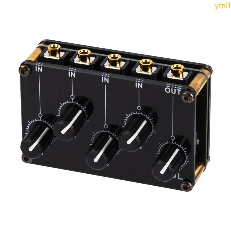 Yml1 Mini 4 Channel Stereo Line Mixer 4in1out สําหรับการบันทึกสตูดิโอสดเสียงรบกวนต่ํา
