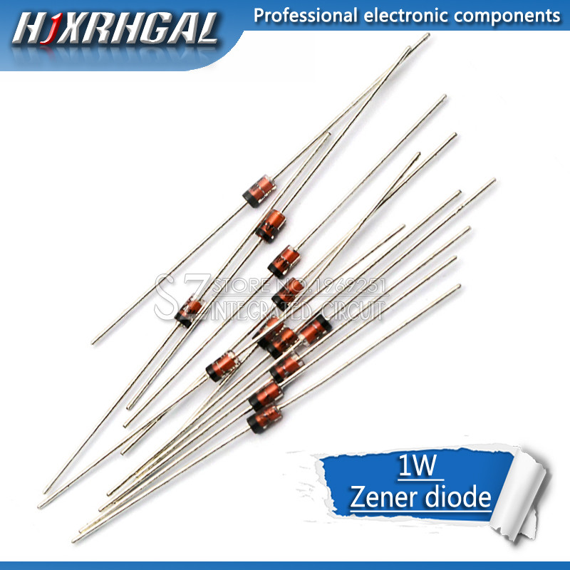 100 1W ไดโอดควบคุมแรงดันไฟฟ้า DO-41 3V 3V3 3V6 3V9 4V3 4V7 5V1 5V6 6V2 6V8 7V5 8V2 9V1 10V 11V1A 1N 