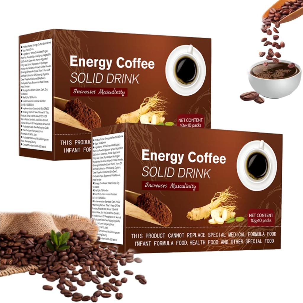 Bonool Energy Coffee Solid Drink,Energy Coffee For Men (2 กล่อง)