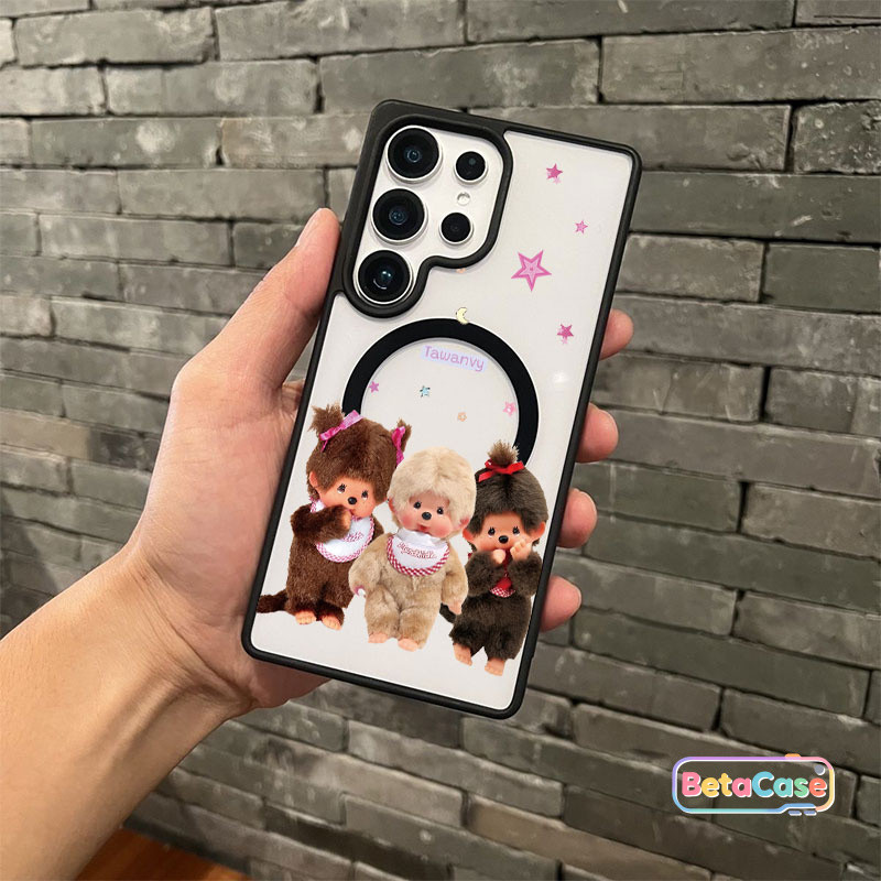 เคสแม่เหล็ก Samsung ลายลิง 3 ตัวดาวพระจันทร์ น่ารัก S26 S26U S26PLUS S25PLUS S25U S24U S23 S23U S22U
