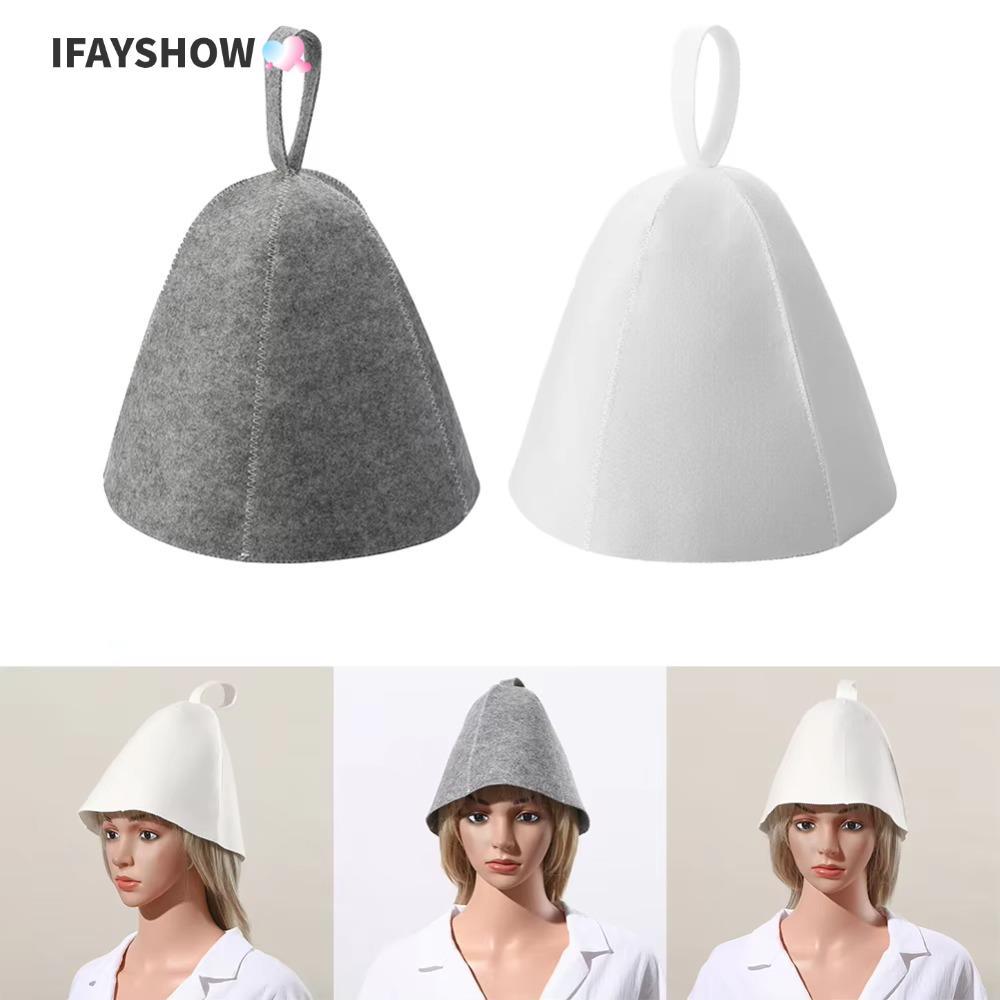 IFAYSHOW หมวกซาวน่า, Breathable Felt ทนความร้อนหมวกซาวน่า, ฝาครอบหัวยืดหยุ่นน้ําหนักเบาป้องกันความร้อน Felt หมวกซาวน่า Spa Session