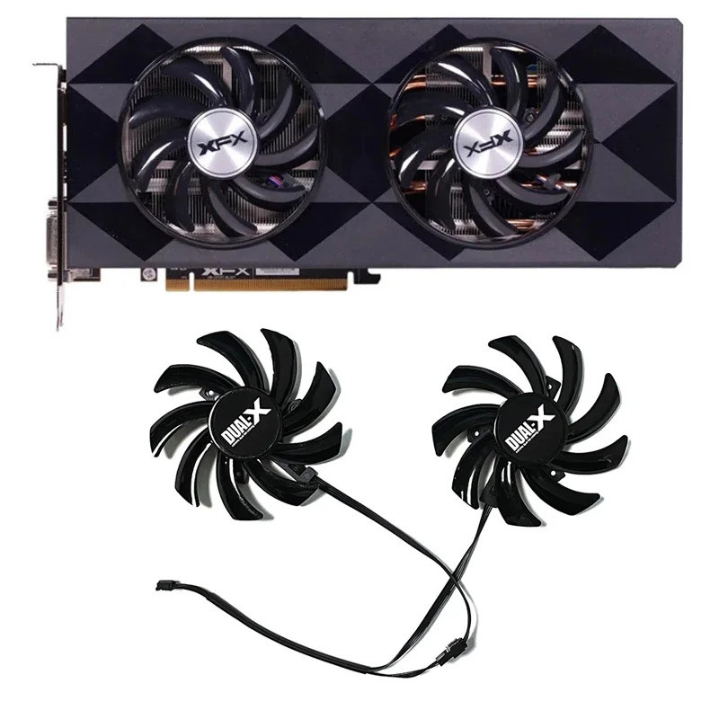 HL 2pcs 85 มม.FDC10H12S9-C FD7010H12S DC 12V 0.35A สําหรับ XFX R9 390/390X 8G RX470 RX570 RX580 ฿กรา