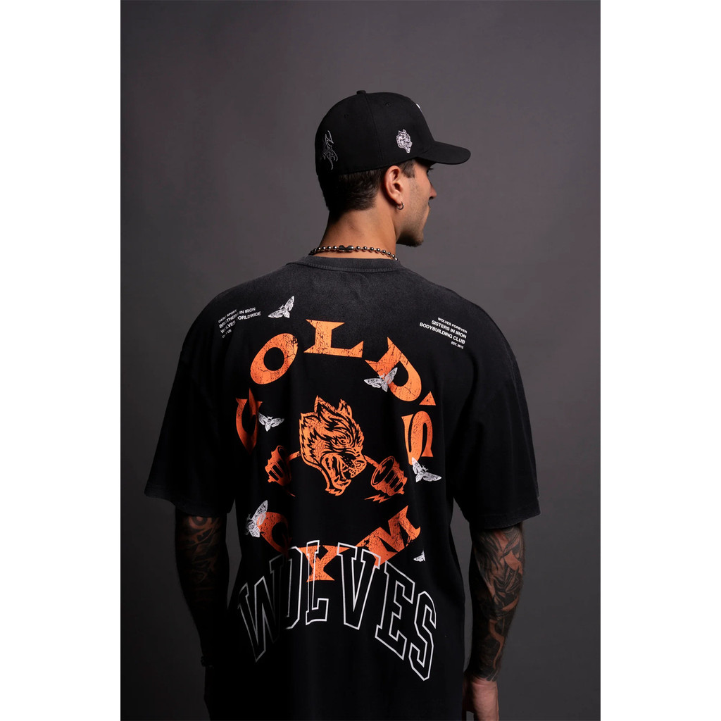 DARC SPORT เสื้อยืดคอลเล็กชัน American Street Wear ลายWolf Head ทำจากผ้าฝ้ายแท้