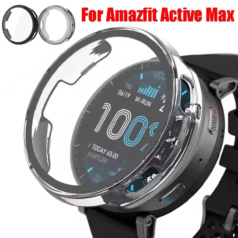 PC กันกระแทกป้องกันกรณีสําหรับ Amazfit Active Max กระจกนิรภัย + PC สําหรับ Amazfit Active สมาร์ทนาฬิกา Hard Protector ผิวฝาครอบ Shell