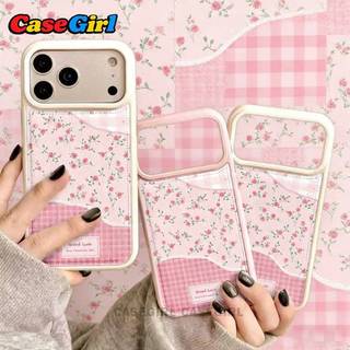 『✅คุ้มค่าที่สุด』เคสหนังเทียมพรีเมียม ลายดอกกุหลาบชมพูดอกเล็กๆ สำหรับ iPhone 15 11 XR 17 13 16 12 14 Pro Max 14 Plus