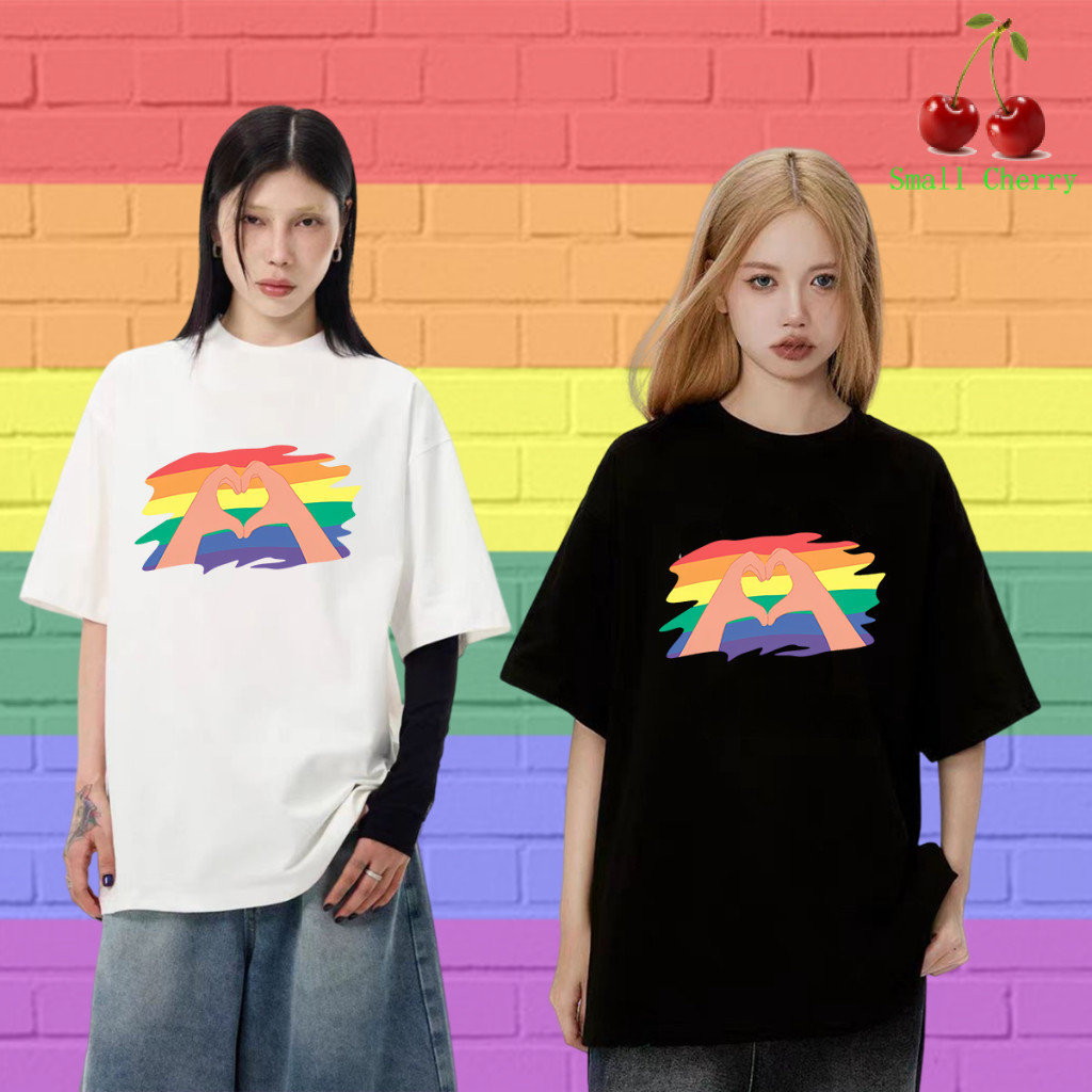 🔥เสื้อเฮีย🔥Pride Month Gay Lesbian Rainbow เสื้อยืด #007 Pride Month Rainbow ลายพิมพ์เสื้อคอกลมแบบแฟ