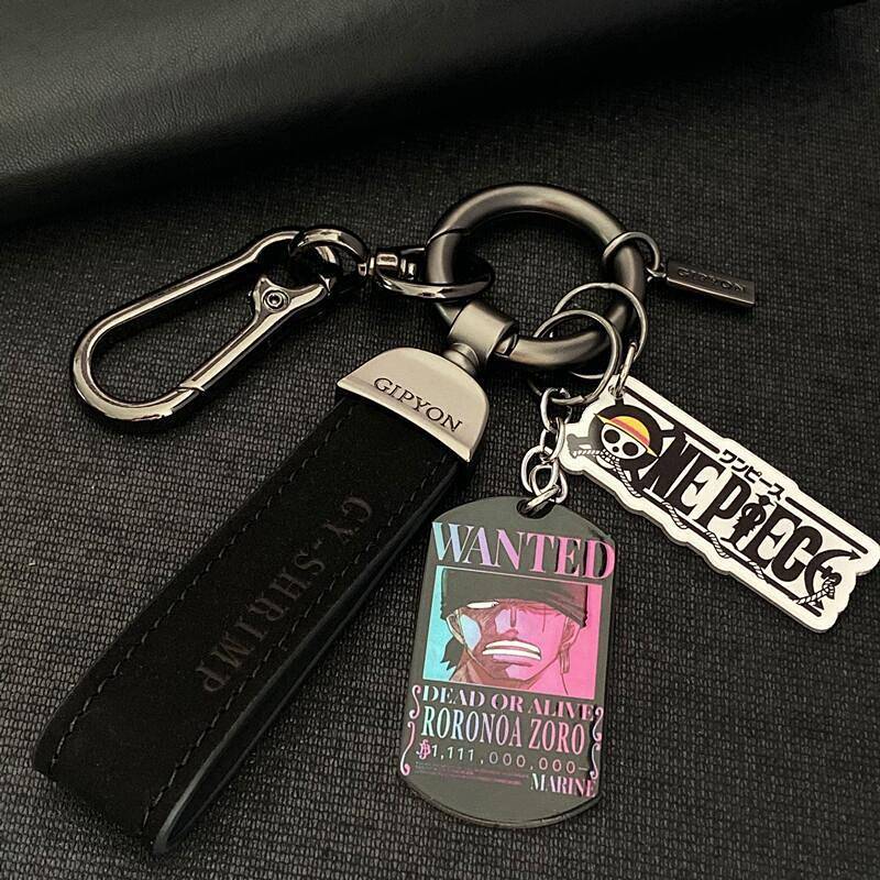 One Piece Peripheral Luffy Zoro Keychain Ace Reward Notice Titanium Steel Dog Tag Keychain Pendant f